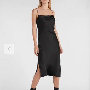 Express Satin Cowl Neck Midi Slip Dress, Magenta/Burgundy